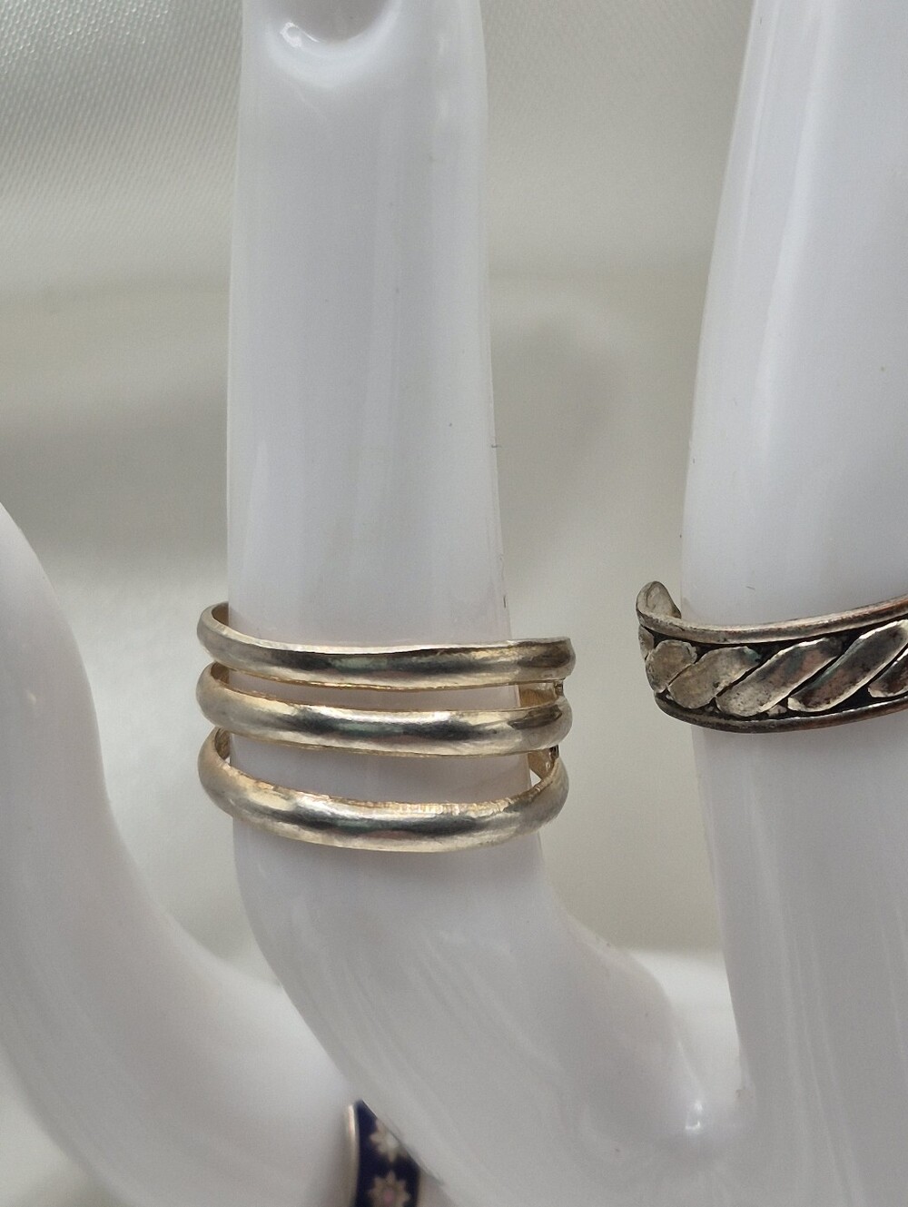 Stackable Floral Enamel Mexico & Sterling Silver Rings Toe & Adjustable Rings - Picture 4 of 8